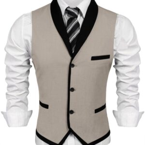 COOFANDY Men's Suit Vest Slim Fit Formal Business Dress Vest Casual Wedding Waistcoat