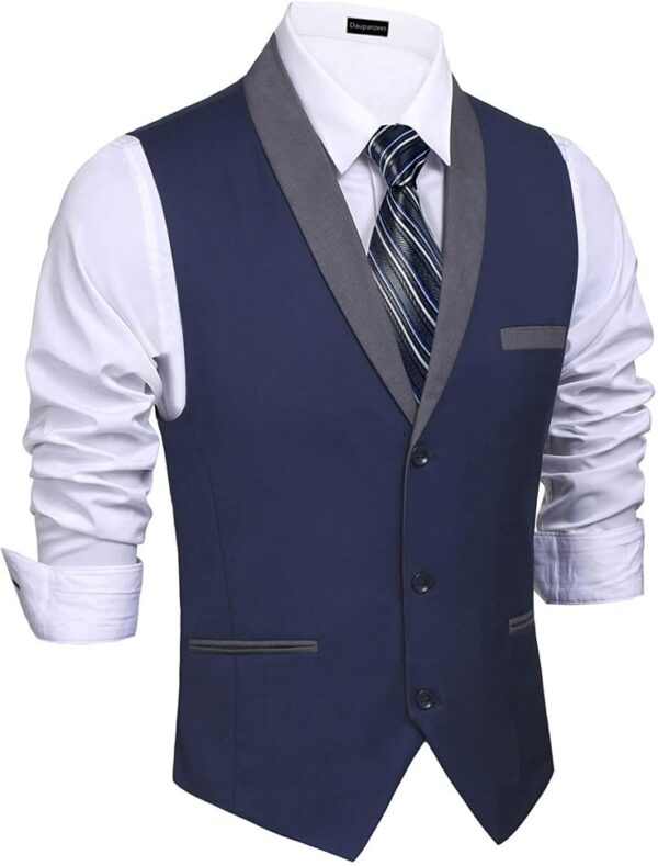 Daupanzees Men's V-Neck Sleeveless Slim Fit Vest Jacket Fashion Single-Breasted Business Suit Dress Vests